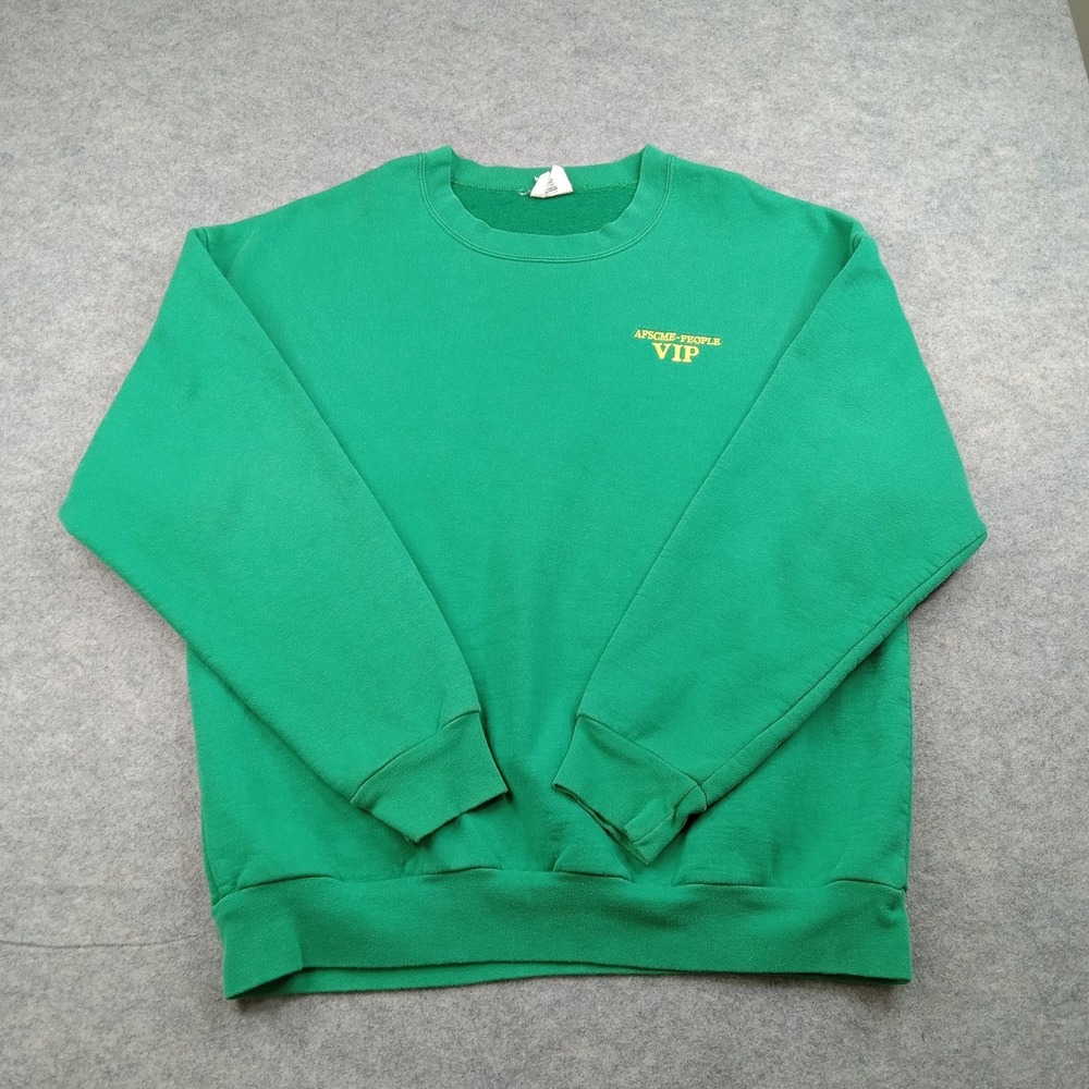Vintage‎ AFSCME People Sweatshirt Mens XL Green Crewneck Union Line USA 90s Made